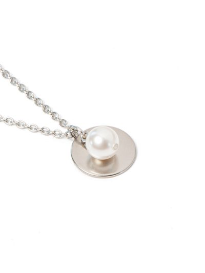 Collier court hypoallergénique acier inoxydable perle blanche Swarovski classique Zoé 1 Kara Bijoux