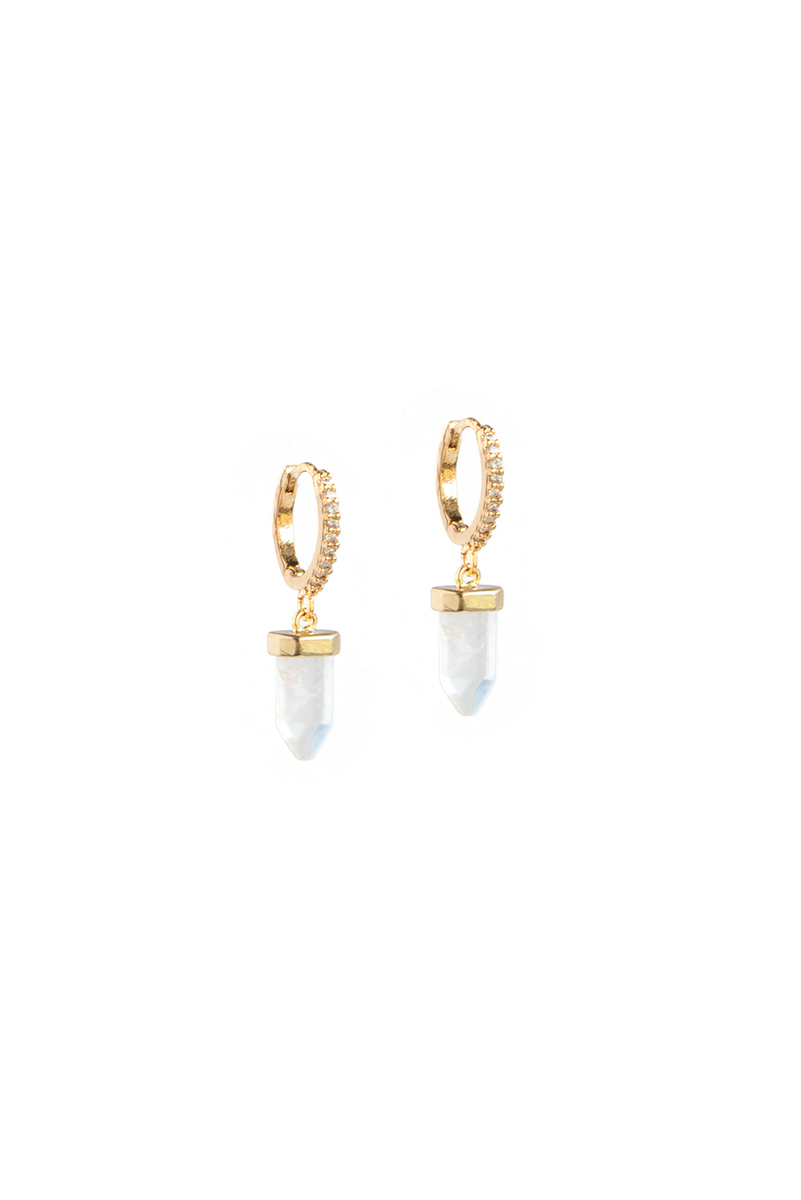 Boucles d'oreilles circulaire avec plaquage doré et petits cristaux pendentif pic pic en cristaux Marilee 1 Kara Bijoux -1
