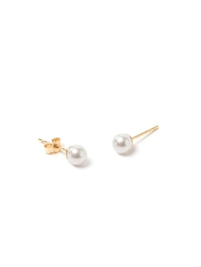 Boucles d'oreilles en Or rempli 14k avec perle de Swarovski blanche Grace 3 Signature Kara Bijoux-1