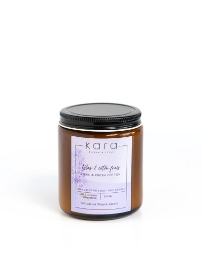 Chandelle de soya lilas et coton frais collection automne 2022 Kara Bijoux-1