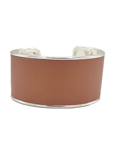 Bracelet rigide argent ouvert avec cuir de pomme rose blush exclusivité Kara x Sanana Mélodie 3 Kara Bijoux-1