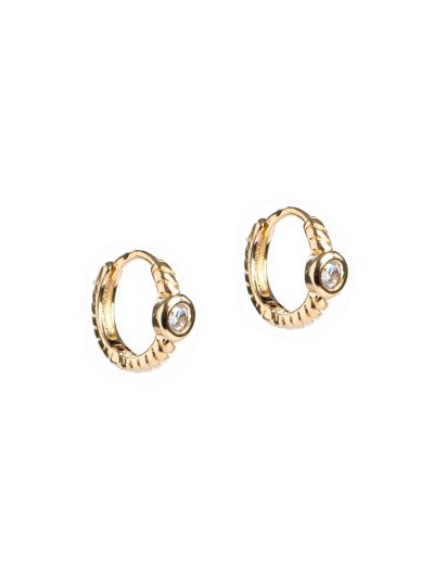 Boucles d'oreilles dorées mini anneaux fermés avec cristal Keira 2 Collection Printemps-été 2023 Kara Bijoux