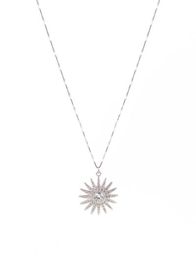 Collier court délicat en argent sterling fini rhodium avec pendentif soleil plaqué rhodium Ivy 3 Collection Printemps-Été 2023 Kara Bijoux-1