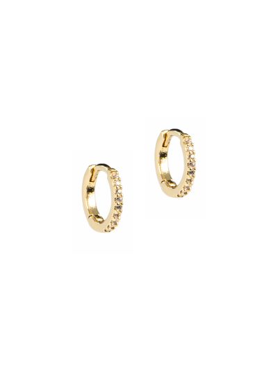 Boucles d'oreilles mini anneaux fermés plaqués or 14K avec cristaux Keira 8 Collection Printemps-été 2023 Kara Bijoux