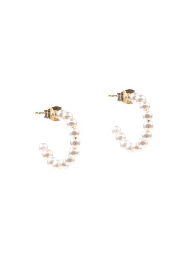 Boucles d'oreilles anneaux ouverts avec perles en acrylique blanc nacré tige argent .925 Alma 5 été 2025 Kara Bijoux-1
