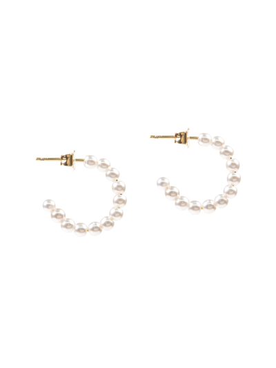 Boucles d'oreilles anneaux ouverts avec perles en acrylique blanc nacré tige argent .925 Alma 5 été 2025 Kara Bijoux-2